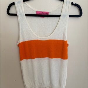Juicy Couture White Tank Top with Bright Orange Stripe